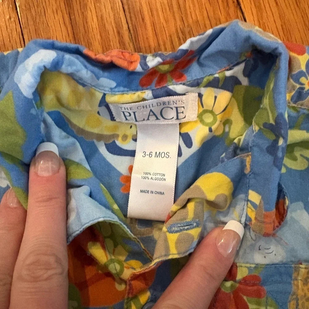 The Children’s Place Baby Button-Up Shirt – Safari Print – 3–6 Months